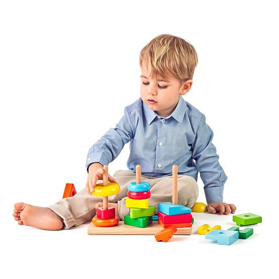 Geometric Stacking Puzzle 3 Towers to Assemble