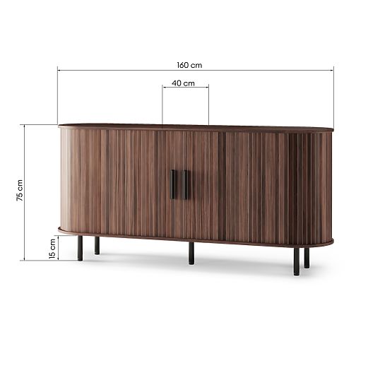 Gliss Dresser, Rounded, Slats, Dark Walnut