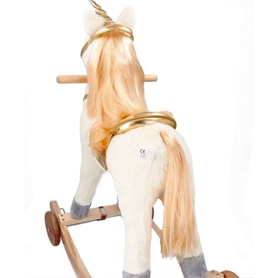 Golden Rocking Unicorn with Wheels