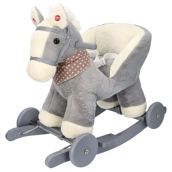 Gray Rocking Horse with Seat and Wheels