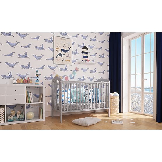 Children's Crib Alek with Removable Slats - Grey