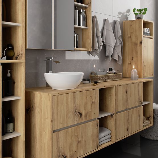 HANGING BATHROOM CABINET VAMI W35 1D 1W OAK ARTISAN / CASHMERE