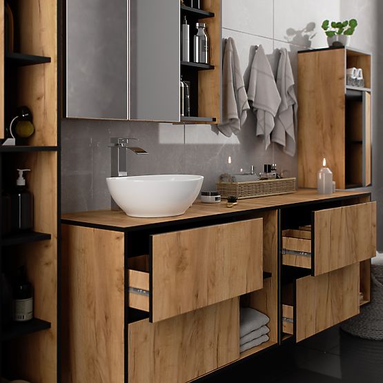HANGING BATHROOM CABINET VAMI W35 1D 1W OAK CRAFT / BLACK