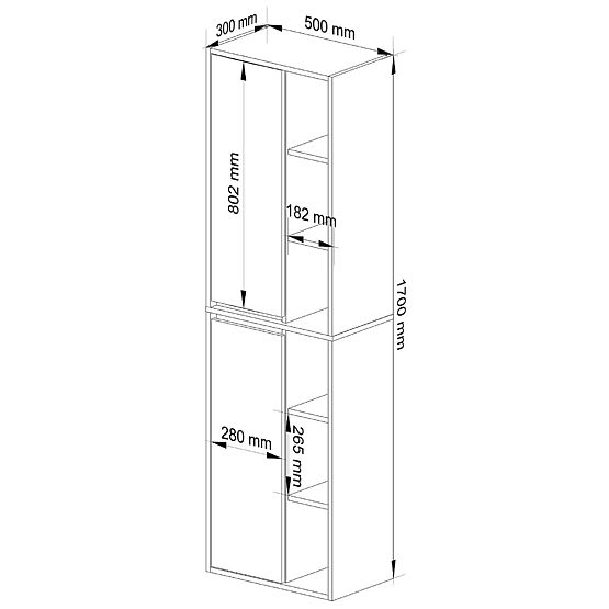 HANGING BATHROOM CABINET VAMI W50 2D 6P ARTISAN OAK / GRAPHITE GRAY
