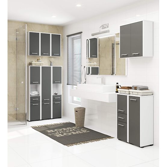 Hanging Cabinet W 60 cm FIN 2D - White-Graphite Gray