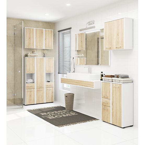 HANGING CABINET WIDTH 60 cm FIN 2D WHITE / SONOMA