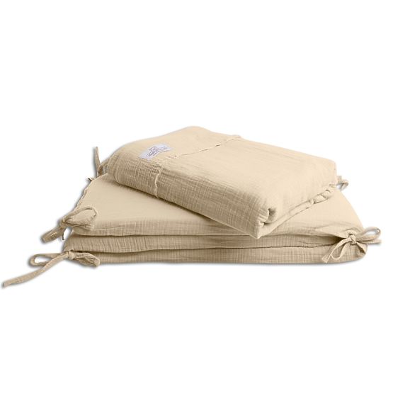 Heavens 3 Piece Muslin Bedding Set - Beige