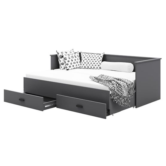 HELIOS Extendable Bed with Two Drawers Grey without Mattresses 200x80/200x160