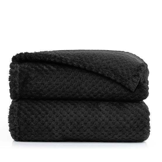 HENRY Black Throw with Jacquard Pattern Modern Style 220x240