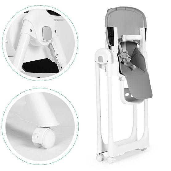 High Chair with Adjustable Height, Eco-leather, Safety Belts, Double Tray ECOTOYS