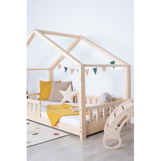House Bed with Guardrail Leola Hip - Natural