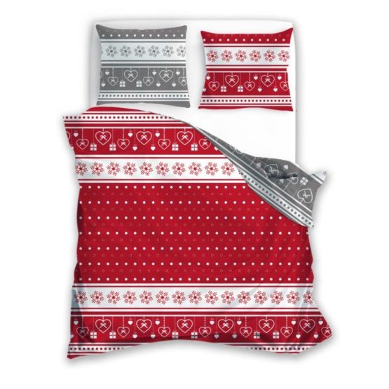 Red-grey Christmas bedding 140x200cm + 70x90cm