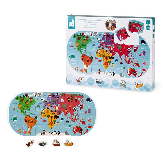Janod Water Toy Puzzle World Map 28 pcs