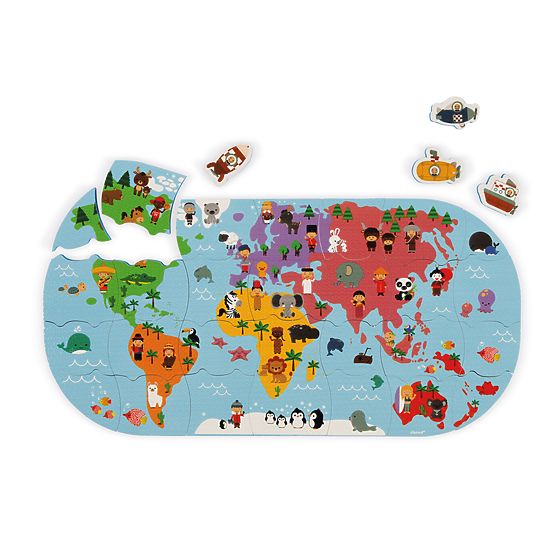 Janod Water Toy Puzzle World Map 28 pcs