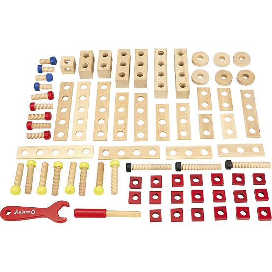 Jeujura Wooden Construction Set for Little DIYers 70 Pieces
