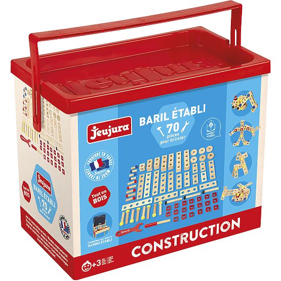 Jeujura Wooden Construction Set for Little DIYers 70 Pieces