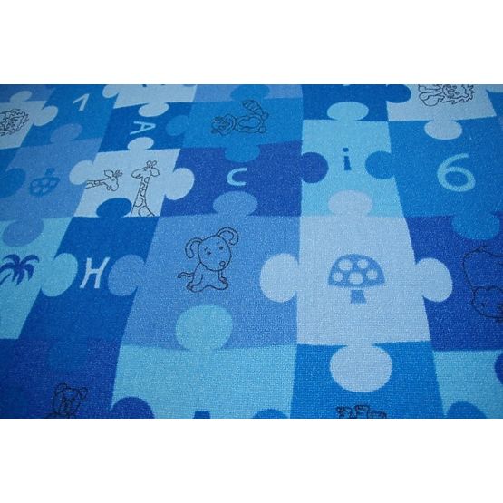 Jigsaw Puzzle Children's Rug - Blue
