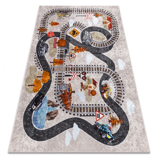 JUNIOR 51986.803 Washing Mat Tracks, Locomotive for Children Anti-Slip - Grey