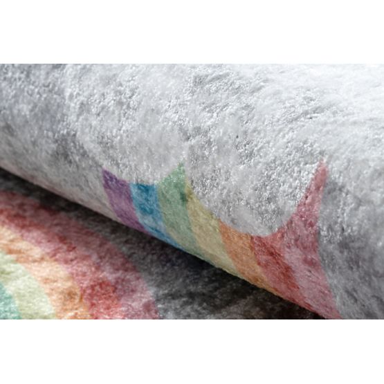 JUNIOR 52063.801 Washable Rug Rainbow, Clouds for Children Anti-slip - Grey
