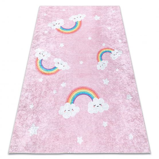 JUNIOR 52063.802 Washing Mat Rainbow, Clouds for Children Anti-slip - Pink