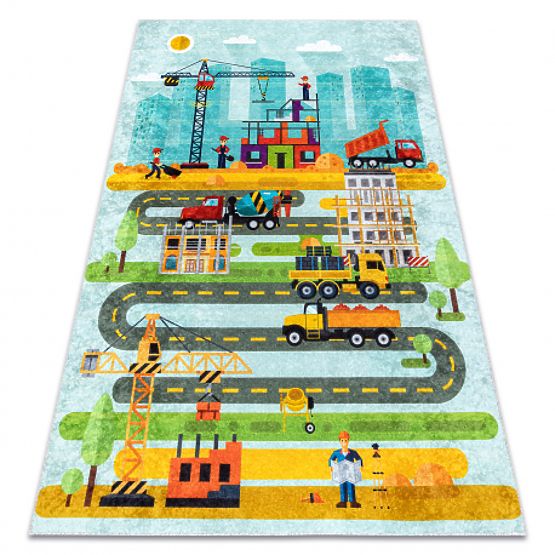 JUNIOR 52105.801 Washing Mat Construction Site, Street for Kids Non-Slip - Blue