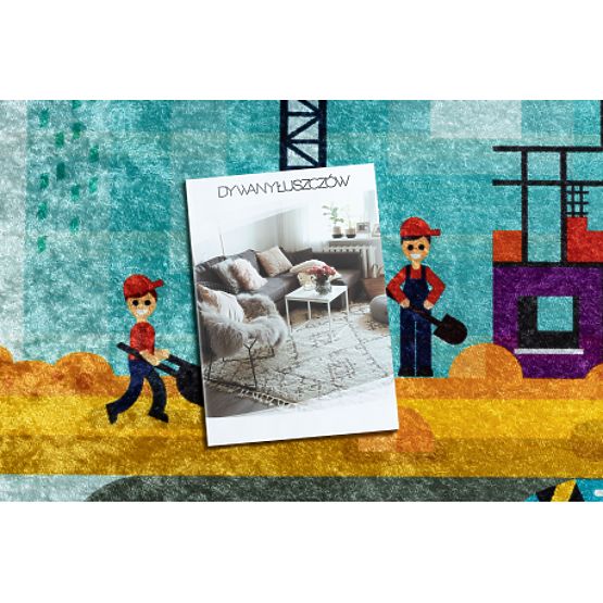 JUNIOR 52105.801 Washing Mat Construction Site, Street for Kids Non-Slip - Blue