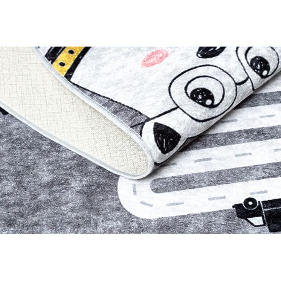 JUNIOR 52107.801 Washable Rug Bears, Animals, Streets for Kids Anti-Slip - Grey