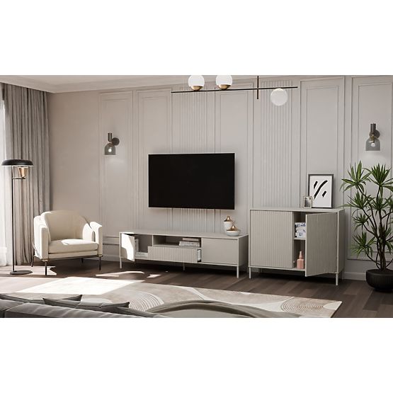 KAMARO 2D SLIM Dresser with Cashmere Slatted Front Panel