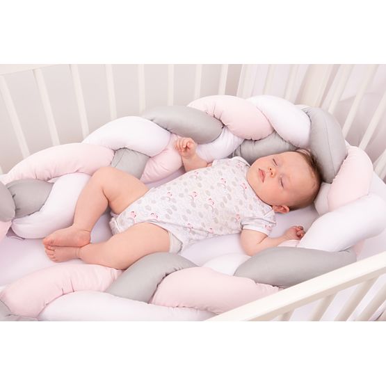 Knitted protector for the crib Pink 200 cm