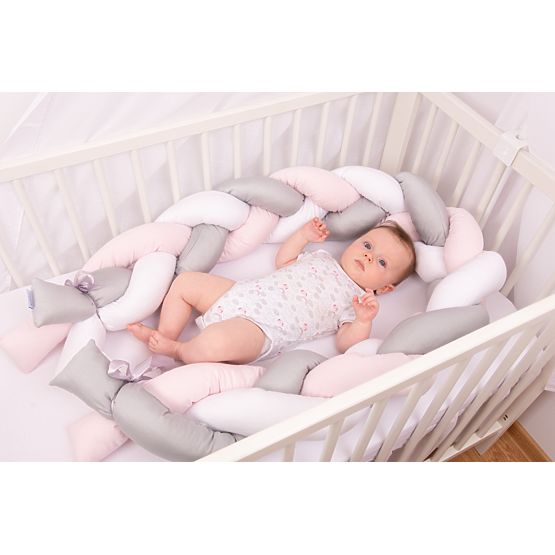 Knitted protector for the crib Pink 200 cm