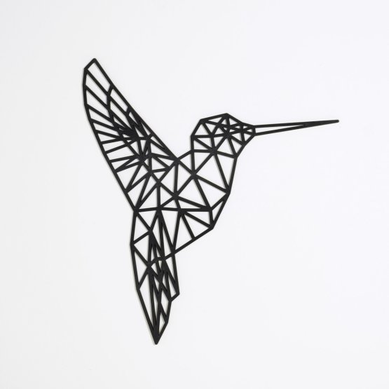 Wooden geometric painting - Hummingbird - different colors Color: black