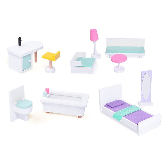 Large Wooden Dollhouse with Movable Elevator and Furniture ECOTOYS