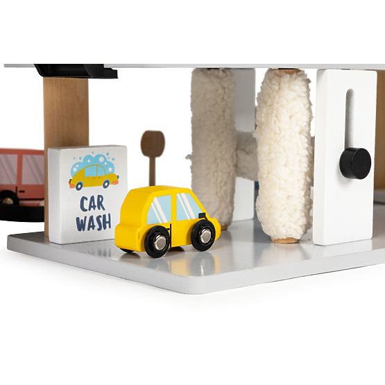 Large Wooden Garage with Elevator + Cars, Helicopter, Car Wash ECOTOYS