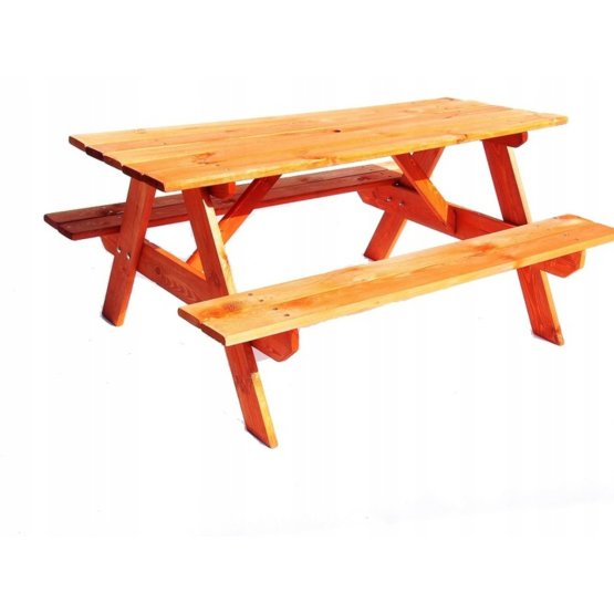 Garden wooden table with benches