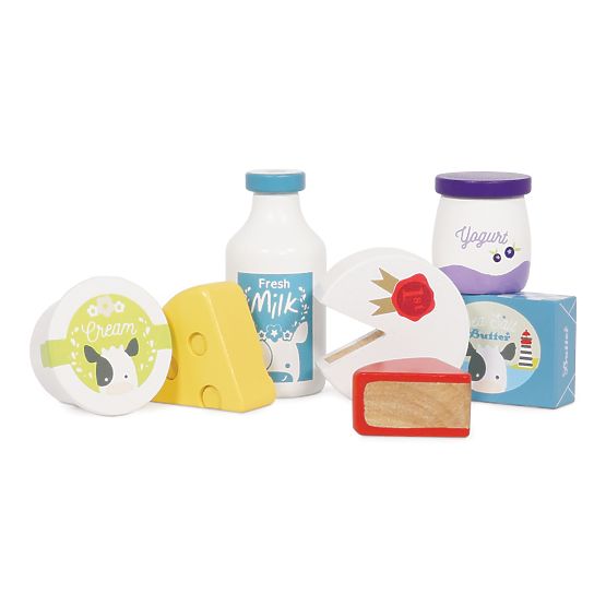 Le Toy Van Crate with dairy products