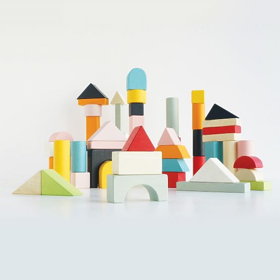 Le Toy Van Petilou Colorful Blocks in Cotton Bag 60 pcs