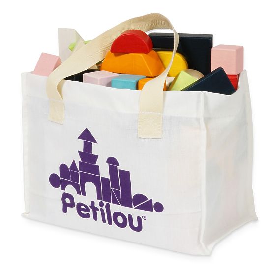 Le Toy Van Petilou Colorful Blocks in Cotton Bag 60 pcs