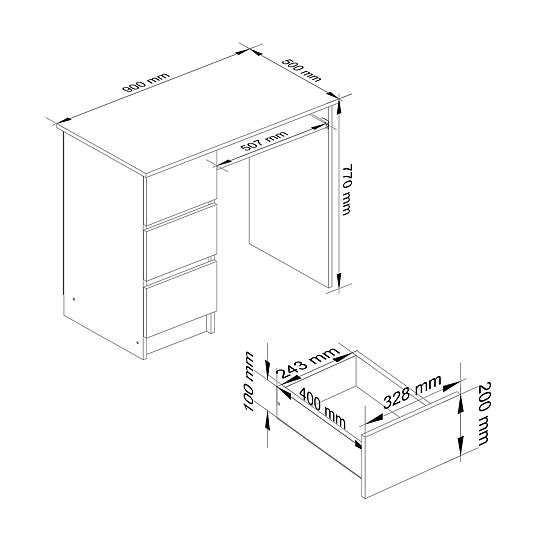 LEFT-SIDED DESK A-6 CLP PK SONOMA