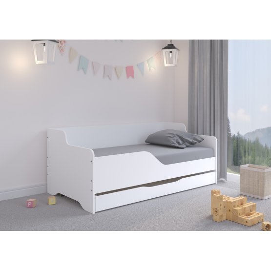 Children's bed with back LILU 160 x 80 cm - White