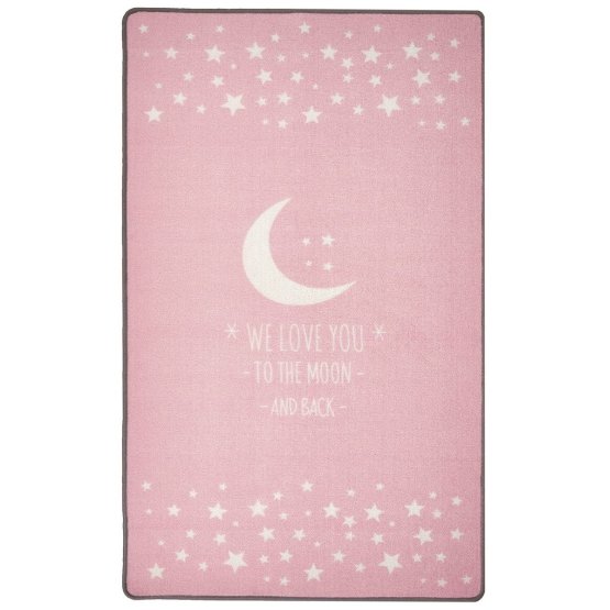 Children's rug LOVE YOU MOON pink / white