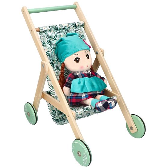 Light Wooden Doll Stroller