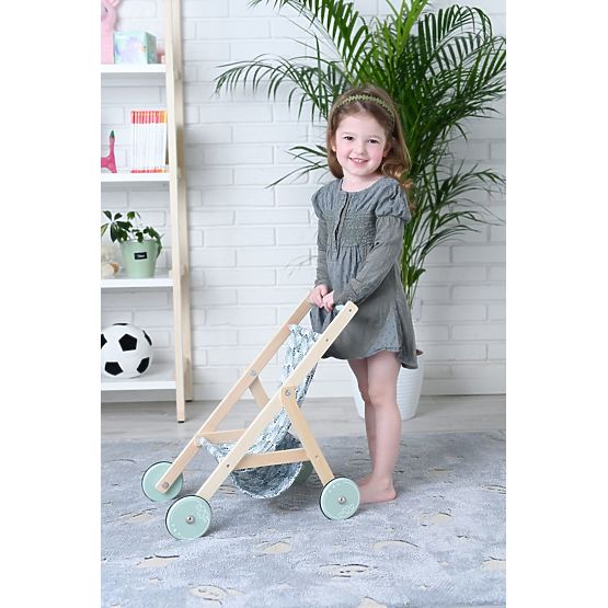 Light Wooden Doll Stroller