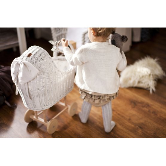 LILU wicker stroller for dolls with bow