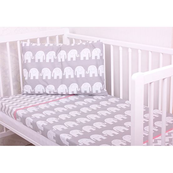 Linen to cribs - Elephants - grey