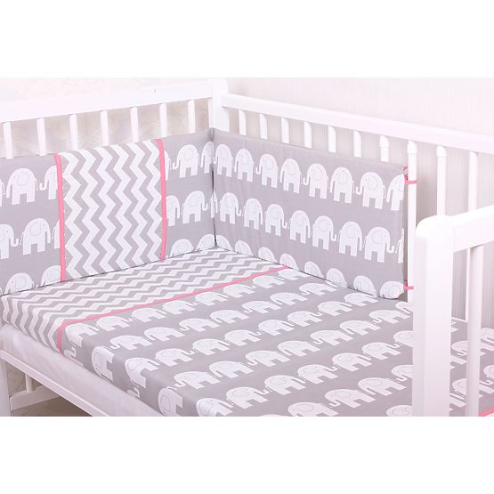 Linen to cribs - Elephants - grey