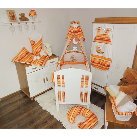 Linen to cribs - red-orange stripes