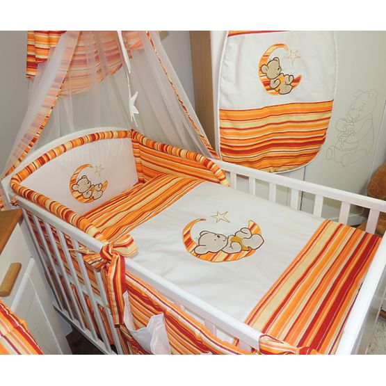 Linen to cribs - red-orange stripes
