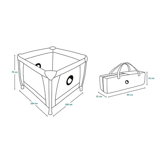 Children's playpen Lene - Green Turquoise