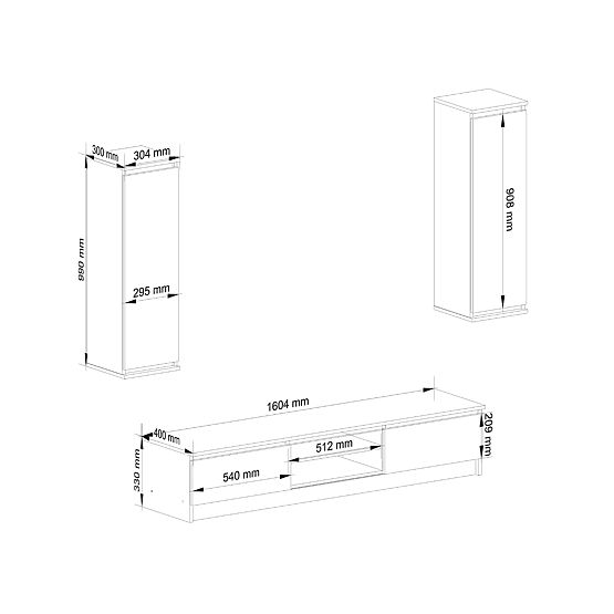 Living Wall CLP - Furniture Set Display Cabinet + White TV Cabinet