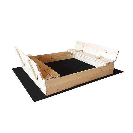 Closable Children's Sandbox with Benches - 120x120 cm